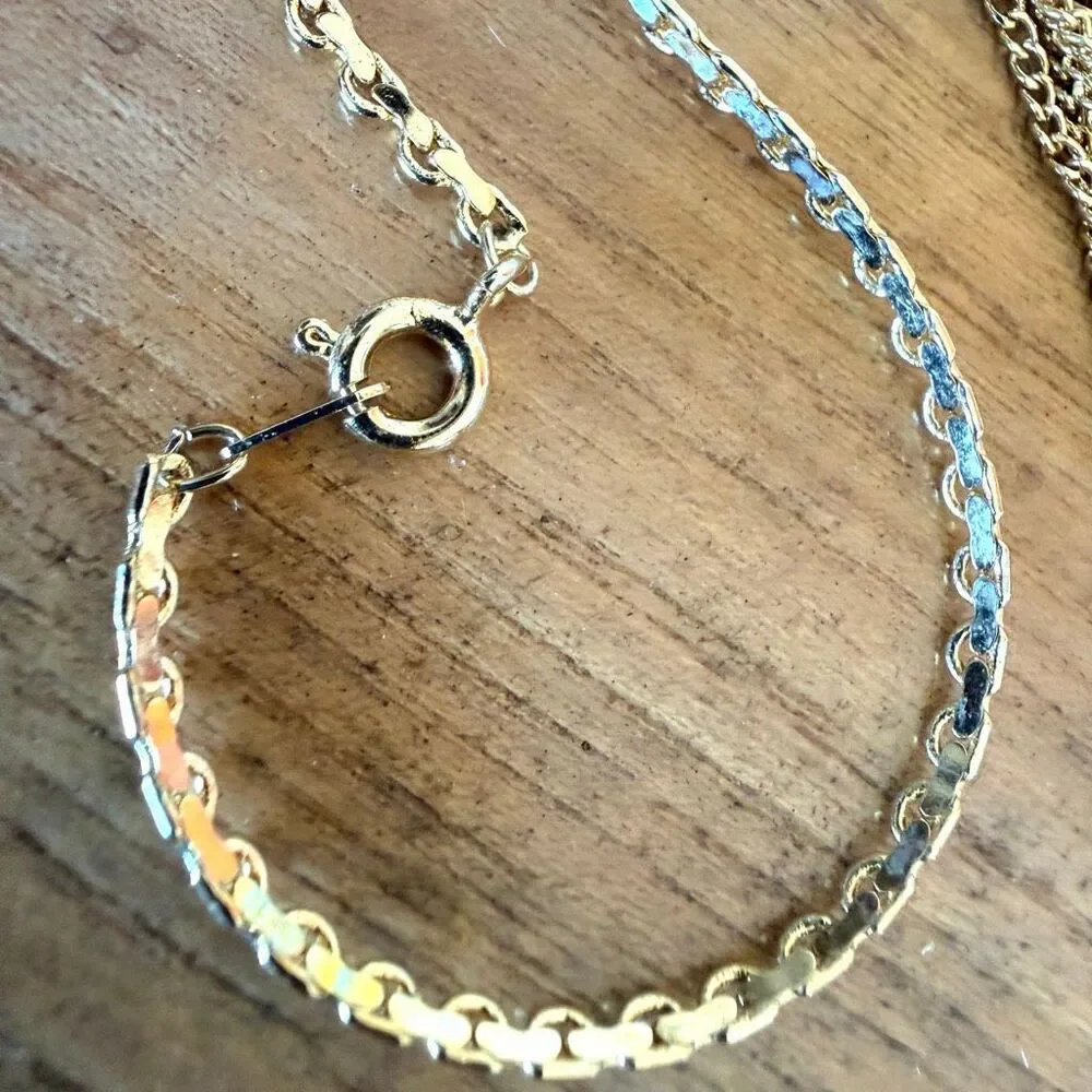 Vintage Gold Tone Multi Strand Draped Chain Statement Necklace